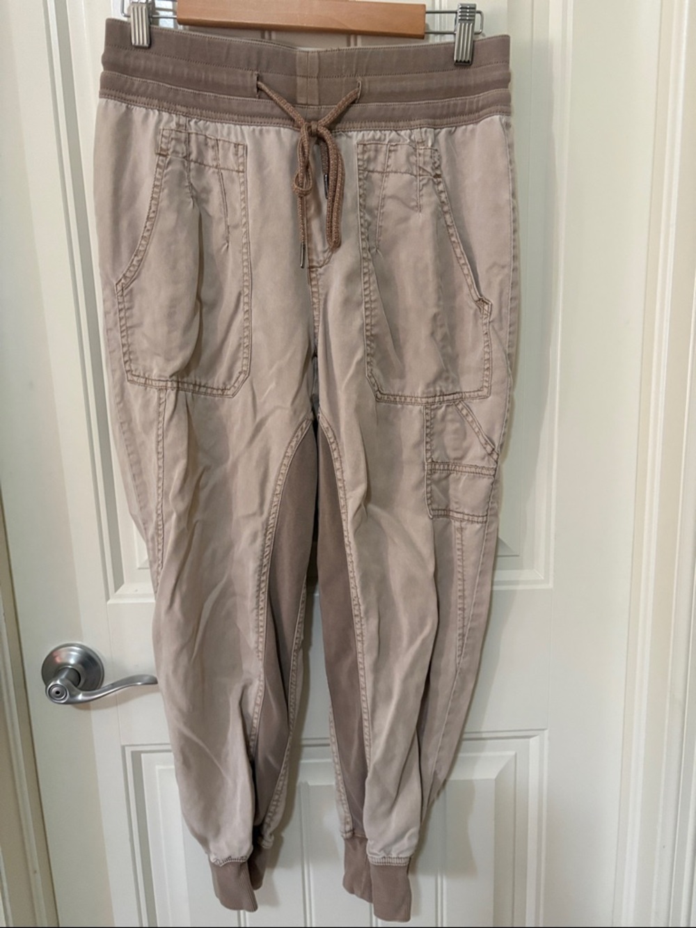 By Anthropologie Khaki Jogger Cargo Pants - Drawstring Waist